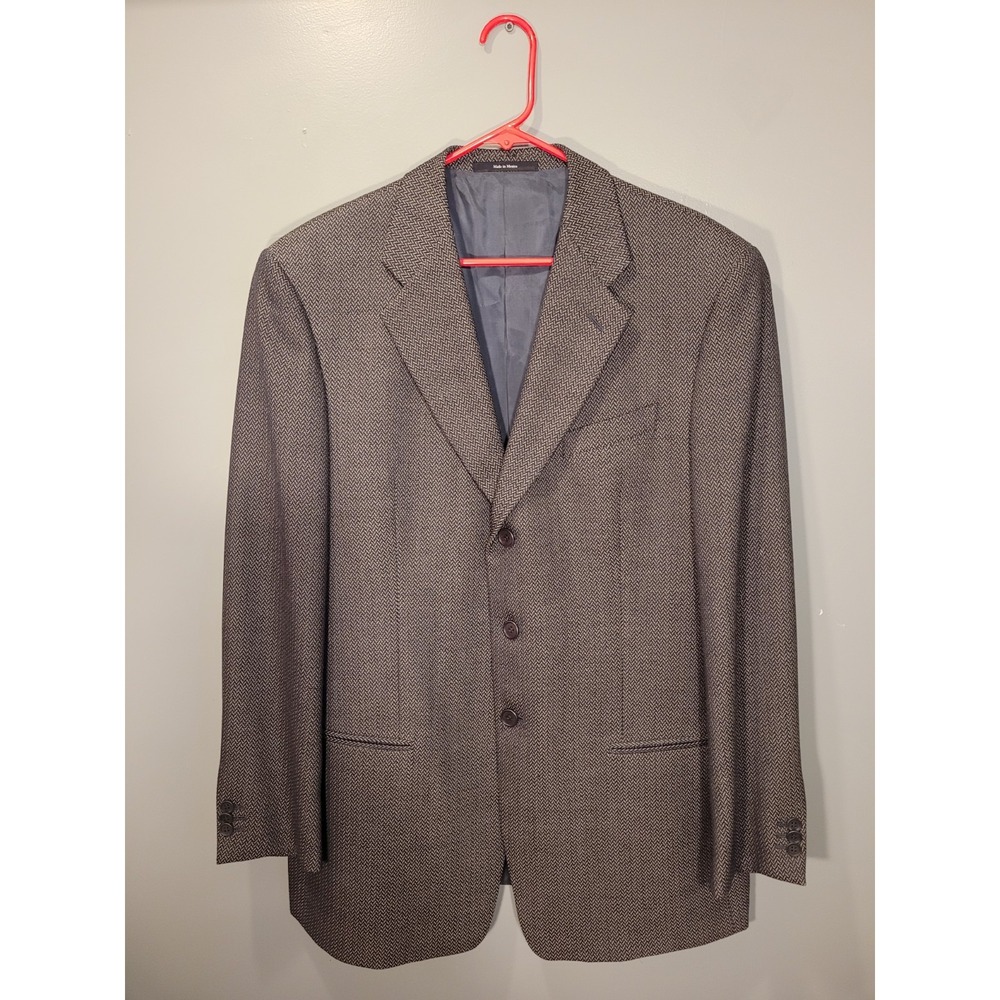 Mani By Giorgio Armani 41R Wool Blazer Men's Suit Jacket Tweed, Brown Black